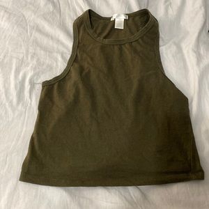 Green cotton racer back tank top. Size medium. Brand is bozzolo